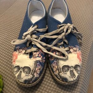 Streetfly Haloween skull shoes canvas fabric Sz 38 (8)